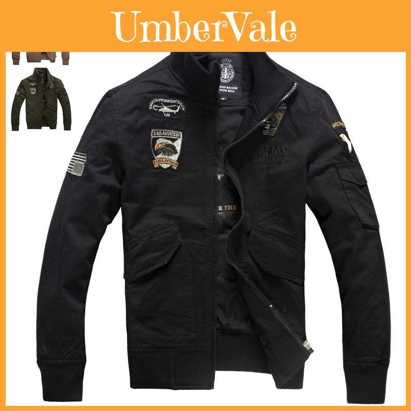 Stylish Men's Military Jackets With Casual Collar And Zipper Closure For Autumn