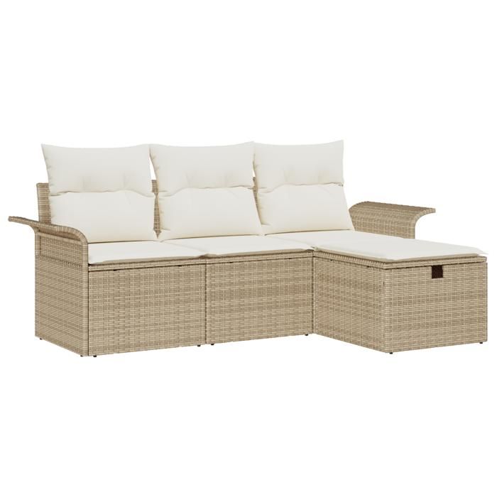 VidaXL Ensemble de canapés de jardin 4 pièces avec coussins beige en rotin synthétique 3358850