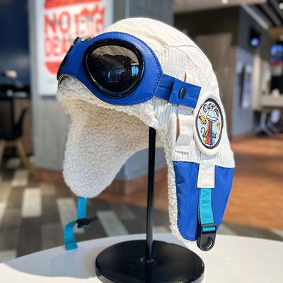 Removable Goggles Pilot Hat for Men and Women In Autumn and Winter Thickened Velvet Lei Feng Hat Cycling and Skiing Ear Protection Hat
