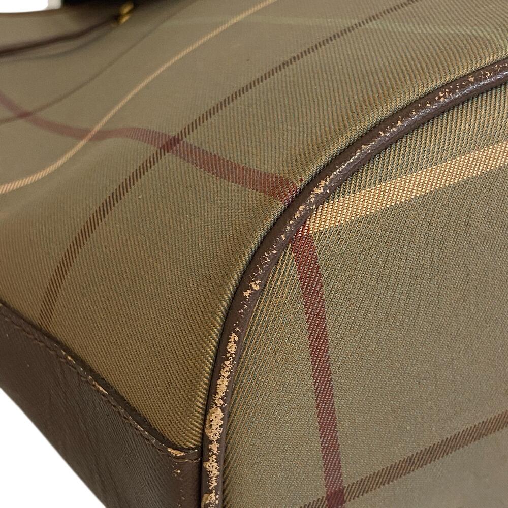 Burberrys purse Mega check canvas Shoulder Bag Khaki green canvas mens Used