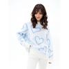 Fashion Round Neck Heart Contrast Color Sweater Loose Pullover Knitwear Round Neck Neck Love Sweater
