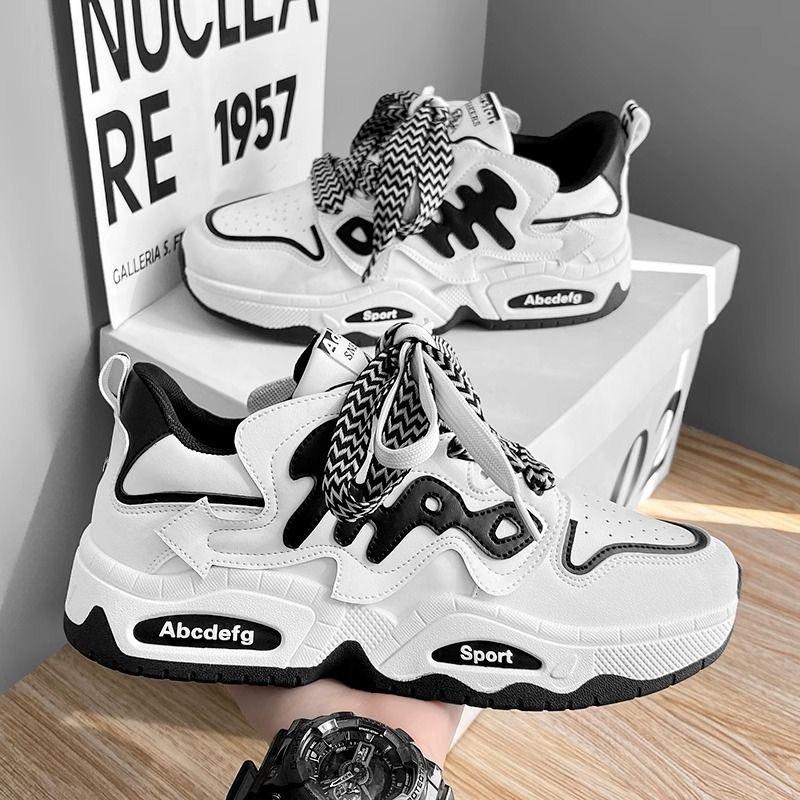 Men's Shoes Spring New Breathable Little White Shoes Men's Trend Versatile Platform Sports Shoes Casual Running Dad Shoes Men