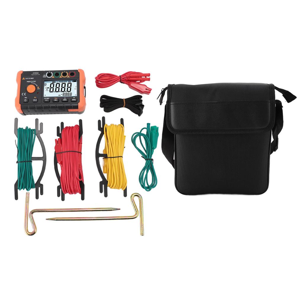0.1 Ohm  To 1999 Ohm  0V To 1000V Ground Resistance Meter High Accuracy LCD Backlit Earth Resistance Tester