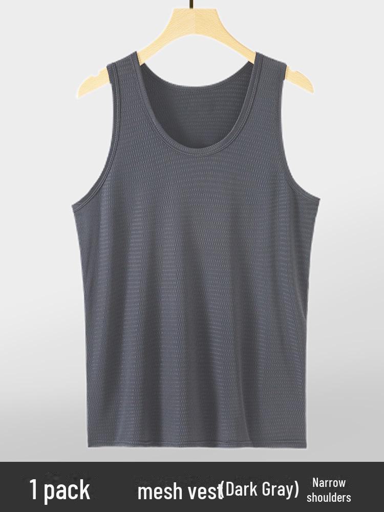 Pánská letní fitness ledová hedvábná síťovaná tílka bez rukávů rychleschnoucí