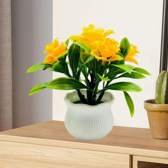 Artificial Potted Plants 5 Rose Flower Head Home Office Table Centerpiece Wedding