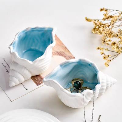 Starfish Jewelry Dish Ceramic Key Storage Tray Conch Desktop Organizer Ring Trinket Earrings Necklace
