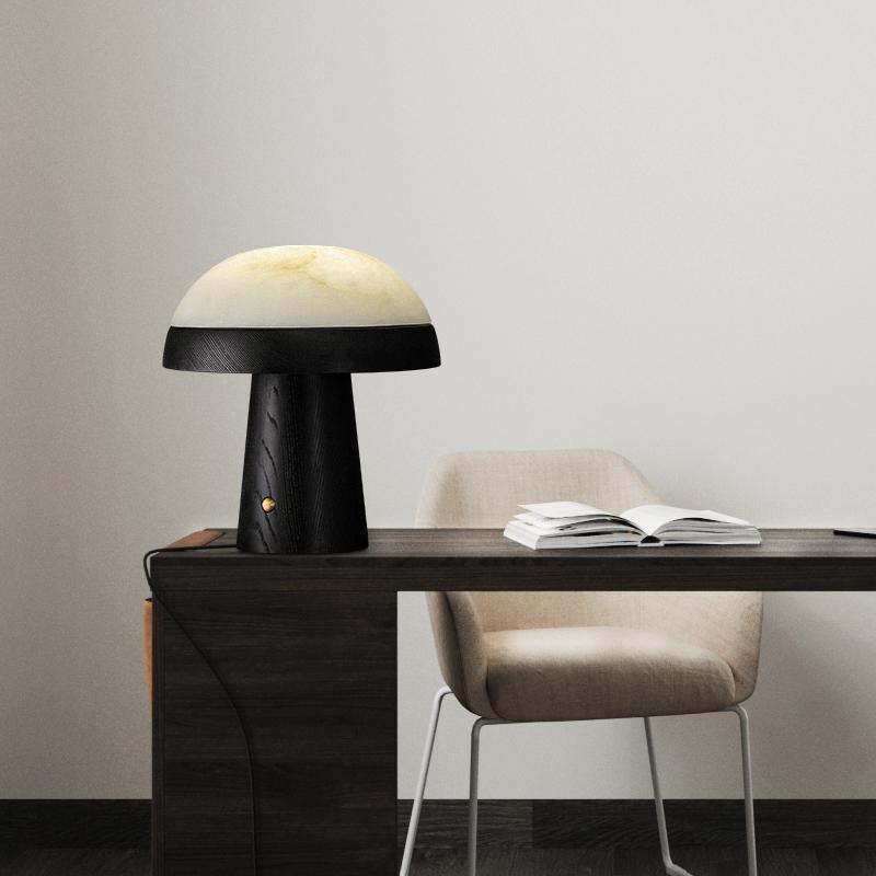Designer Creative Desk Lamp High-end Marble Solid Wood Living Room Atmosphere Study Bedroom Bedside Touch Switch