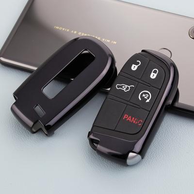 Black Car Key Fob Cover Case Holder For Jeep Grand Cherokee Renegade Compass Dodge Journey Durango Charger Dart Chrysler 200