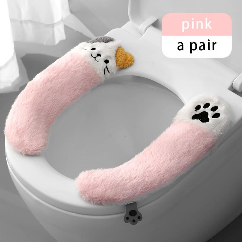 Animal Toilet Seat Cover with Self-adhesive Installation, Reusable Fabric Cover with Cute Decoration, Suitable for All Seasons