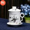 Hi Blue and White Porcelain Office Teacups with Lid Filter Creative Ceramic Hand-Painted Water Cups Household Drinkware Gifts
