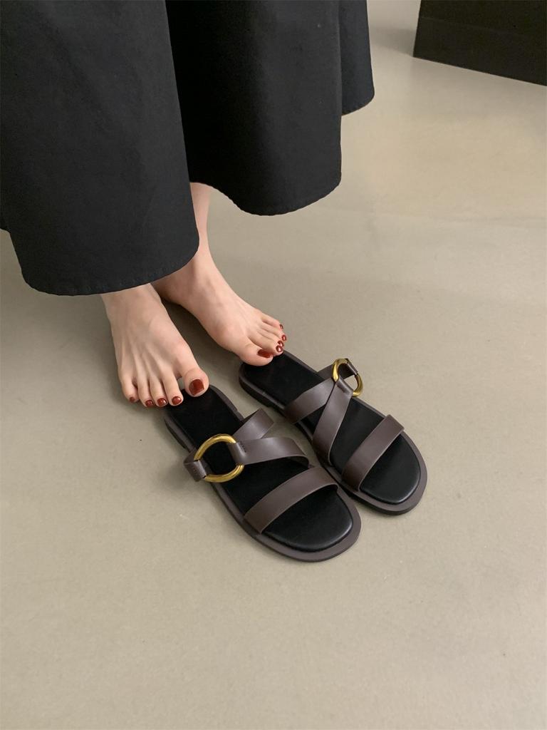 Women's slippers women's new sandals temperament with skirt casual flat beach shoes