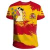 Men's T-shirt with Spanish national emblem print 3D T-shirt round neck short sleeved fashionable cool clothing loose top men's l