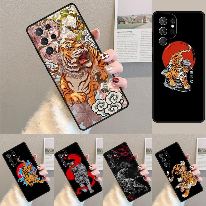 Japanese Tiger pattern Silicone Phone Case For Samsung Galaxy note 10 pro S26 S25 S24 S23 S22 S21 Plus S25Ultra Capa Cover