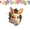 3D Hole Breaking Easter Bunny Sticker Cute PVC Self-Adhesive Ripped Easter Bunny Decals Easter Toilet Seat Wall Window Sticker