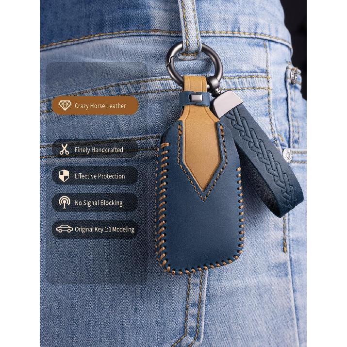 for Cadillac Key Fob Cover Leather Car Key Case keychain Smart Key Fob Holder Compatible for -2024 Cadillac Escalade CT5 CT6 XT4 XT5 C8 Corvette