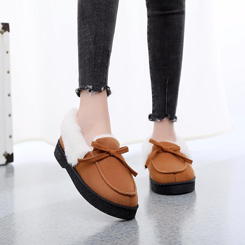 Fashion Winter Women's Cotton Slippers with Fleece Lining Thick Sole Anti-Slip Indoor Outer Wear Warm Bean Paste Shoes