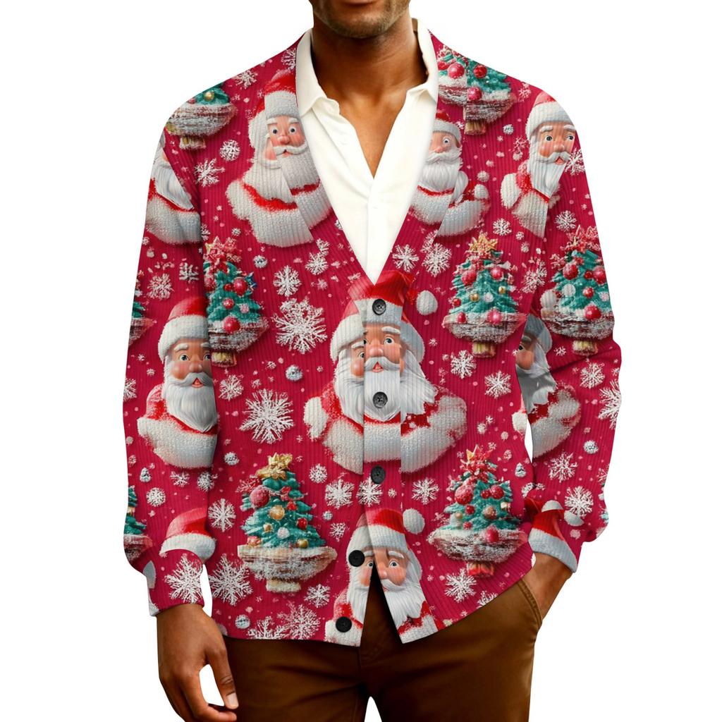 Men's Ribbed Knit Long-Sleeve Cardigan