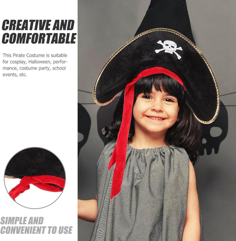 [ZHER-LU] Pirate Hat Halloween Tricorner Hat (1 Piece)