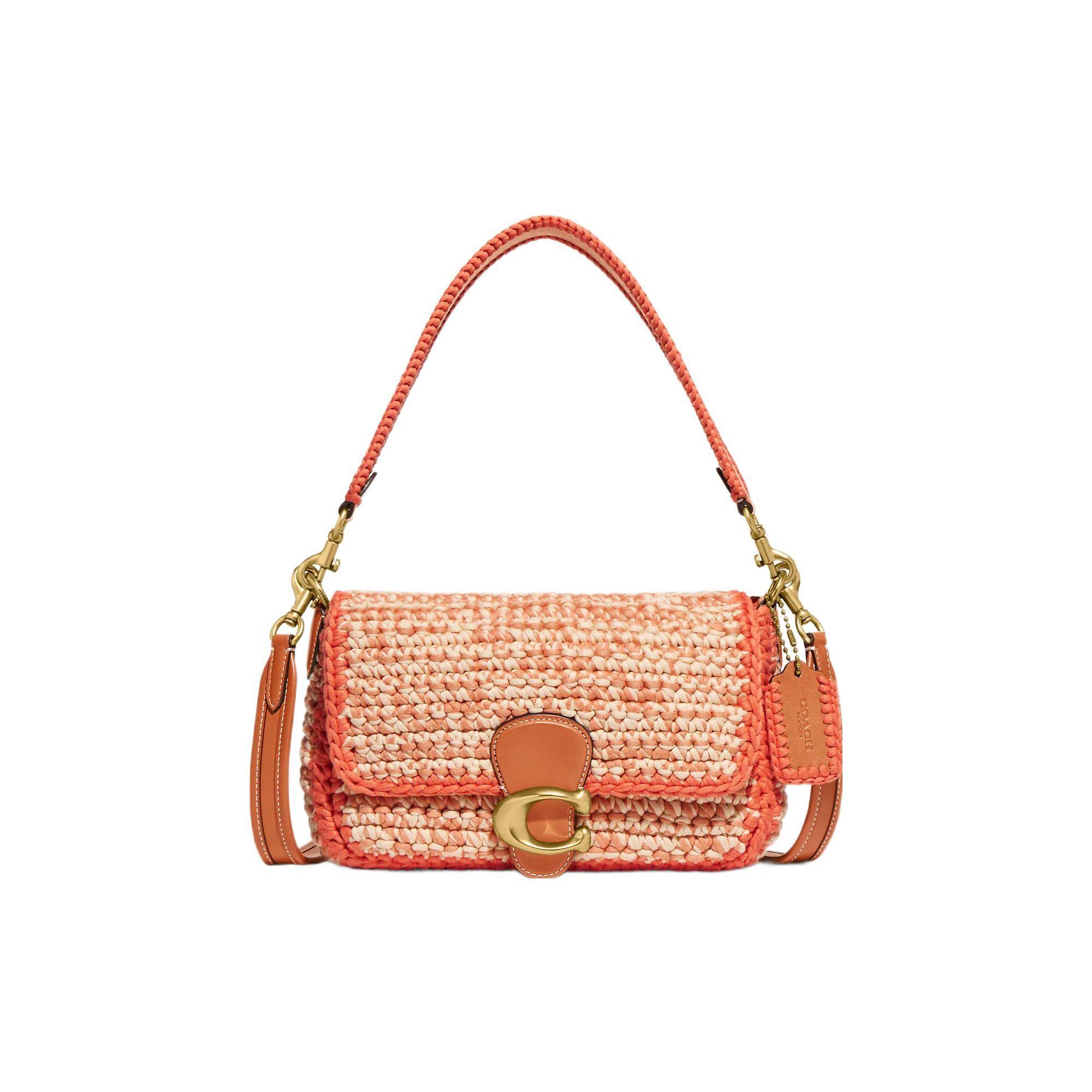 

Coach Tabby 27 Gold Letter Logo Hooked Yarn Zipper Pocket Flap Fabric Dionysus Handheld Shoulder Bag Women handbags Orange CJ631-B4VS7 Basic Set (Bag+Dust Bag)