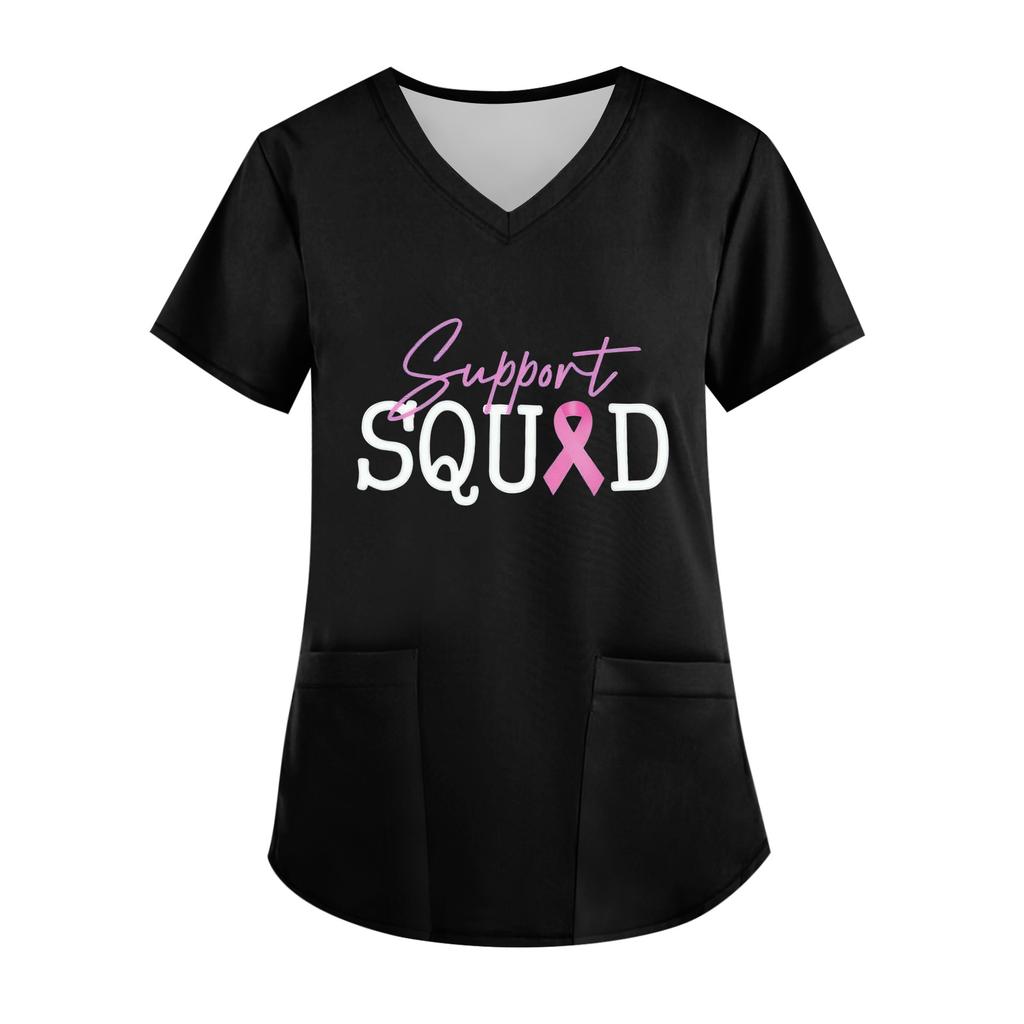 Women's V-Neck Short-Sleeve Pocketed Top With Side Slit