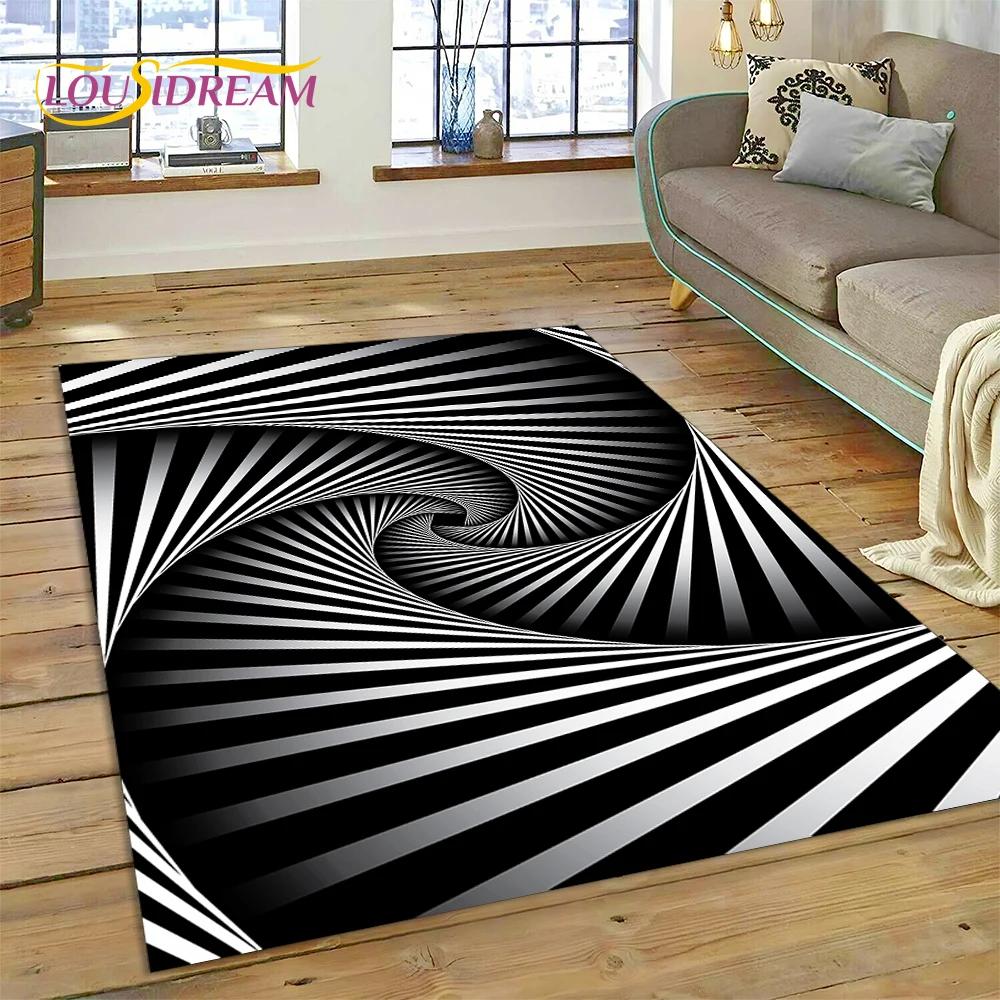 3D-Vortex-Teppich mit visuellen Illusionen für Wohnzimmer, Schlafzimmer, Heimdekoration, Bodenmatte, rutschfeste Dekoration für Sofa, Küche, Fußmatte