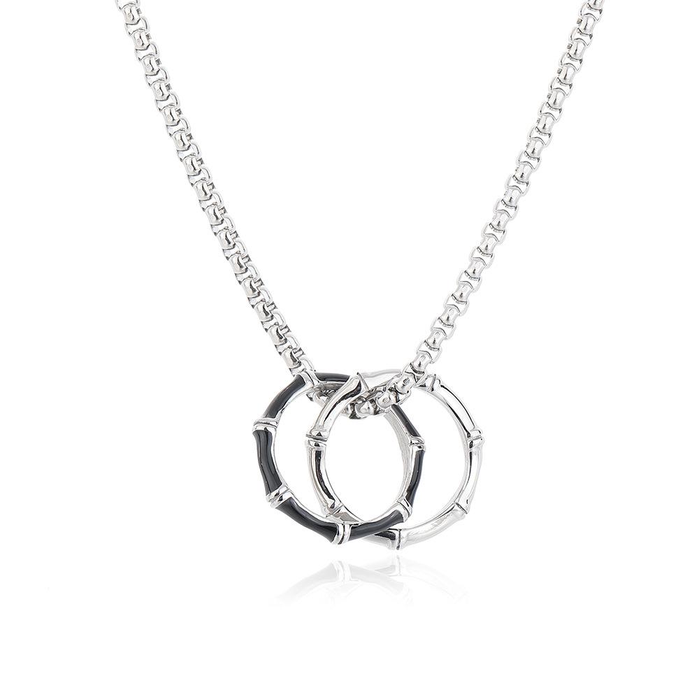 

Новое ожерелье с модным кулоном из бамбуковых колец, ощущение высокого класса, мужская нишевая цепочка для свитера, цепочка для ключиц, национальный тренд, стиль инс 60CM+5CM