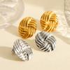 Titanium Steel Earrings Oval 18K Gold Plated Stainless Steel Braided Studs Women's Elegant High-end Ear Jewelry