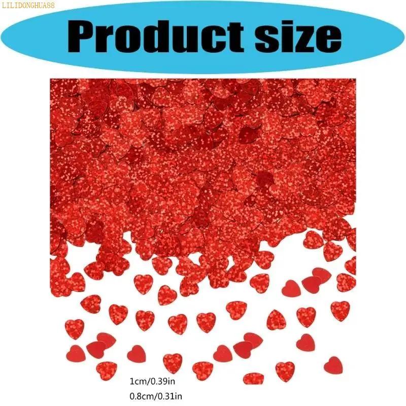 K1AE Reflective Heart Confetti Glittering PVC Confetti Ornament for Wedding Valentine's Day Birthday Anniversaries