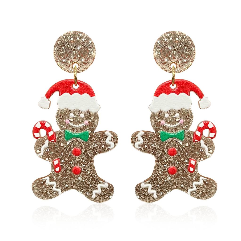 Christmas Santa Snowflake Earrings Cane Candy Bells Elk Earrings Christmas Hat Earrings