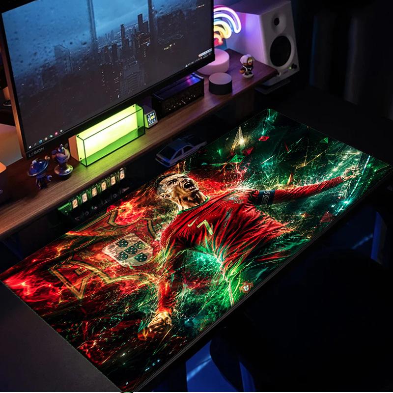 Ronaldo's Fiery Celebration mouse pad, rubber base, esports desk mat, mouse pad for gamers and office use, gaming desk , easy to clean mat