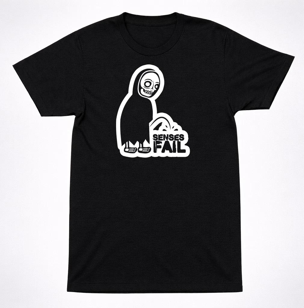 Senses Fail Grim Reaper Peeing Logo Black T-Shirt Post Hardcore Emo Band Graphic XL
