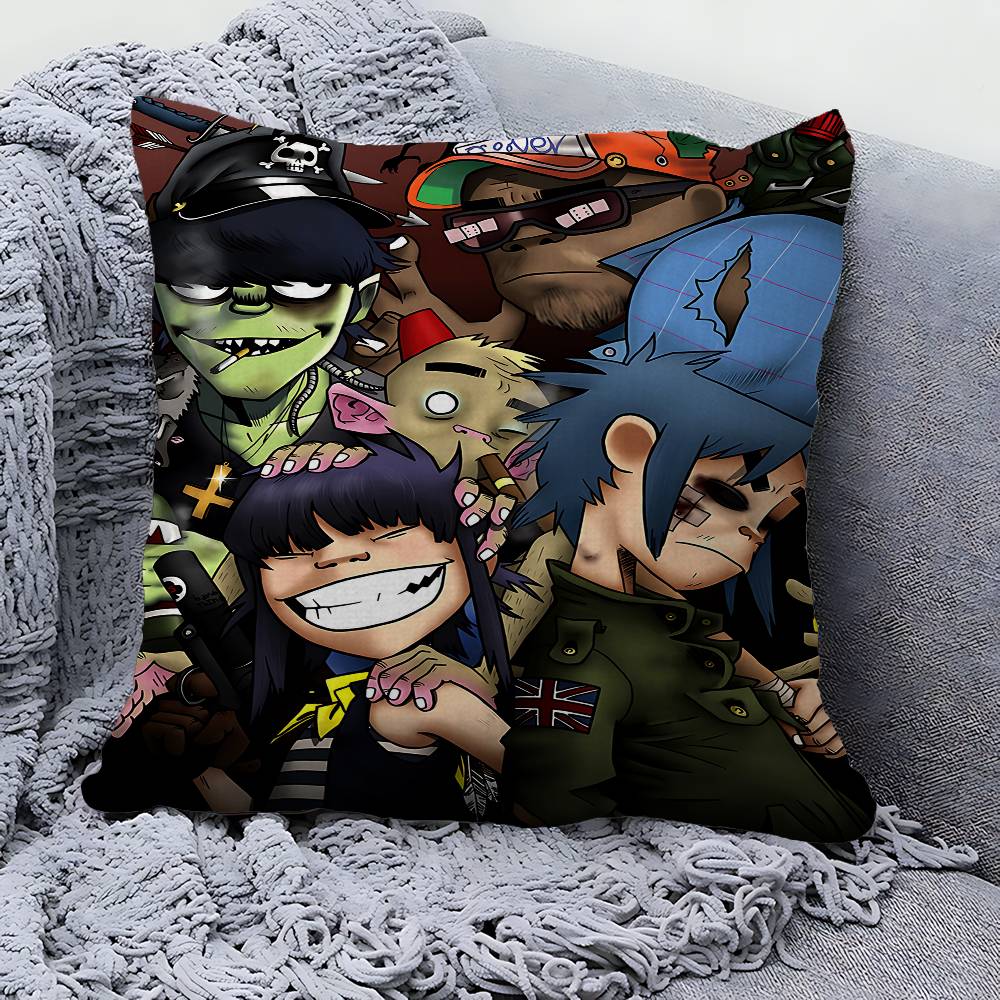 Retro Music Gorillaz Stitch Lucky Dragon Pillow Cover Sofa Cushion Cover Home Room Decoration Children Gift