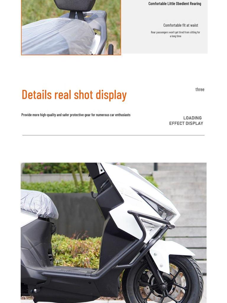 Sanyang Xing SHEX125 Crash Bars: Front and Rear Bumpers, Exhaust Protection, Thickened Anti-fall Backrest Accessories