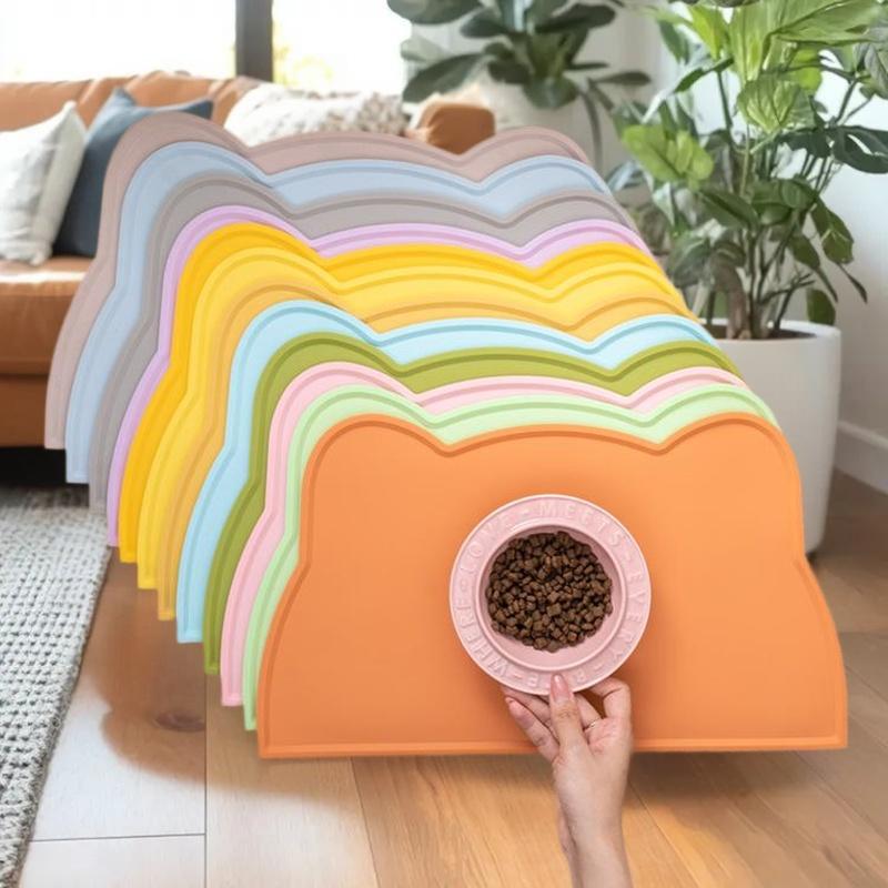 Pet Waterproof Mat Dog Cat Bowl Mat Silicone Non-slip Pet Feeding Mat Dog Eating Bowl Tray Cushion