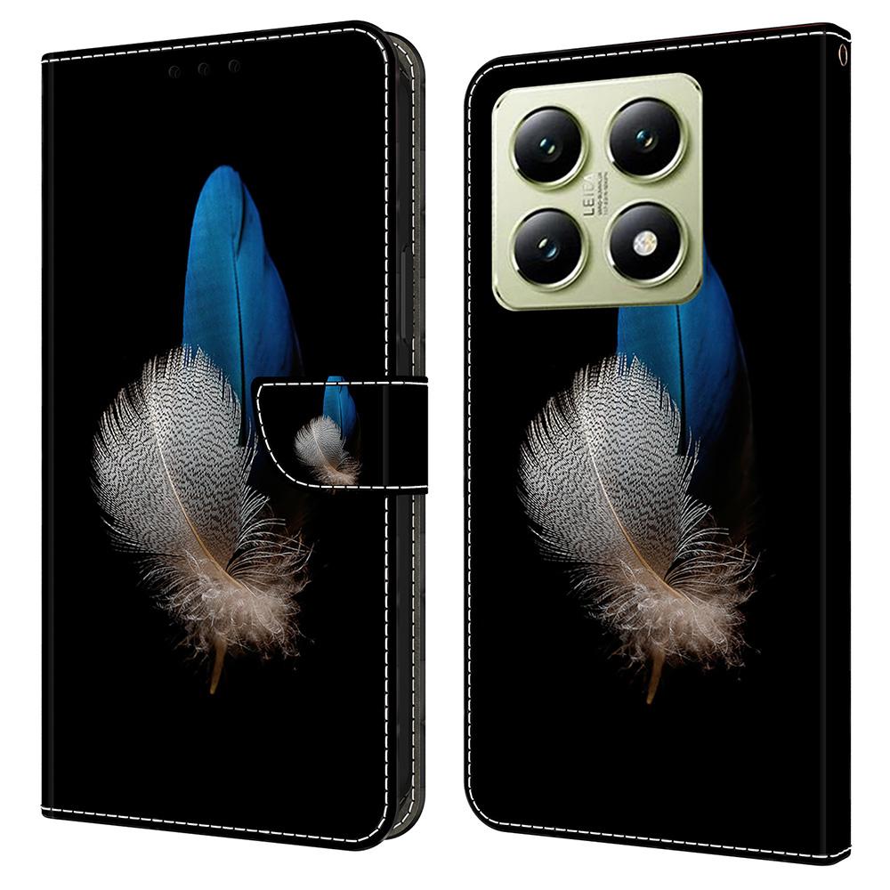 

Для Xiaomi 14T Case 3D візерунок PU шкіряна кришка-гаманець для телефону з підставкою Two Feathers