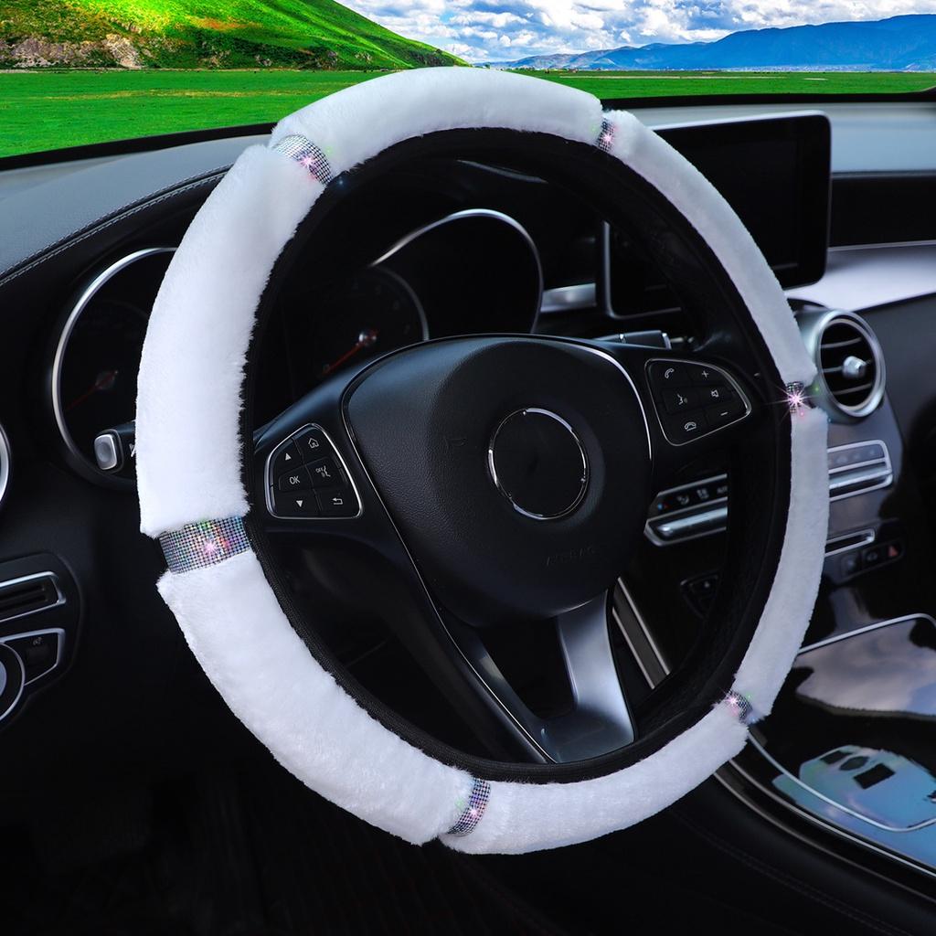 Car Steering Wheel Cover Plush Imitation Diamond Female No Inner Ring Elastic Belt Cover
