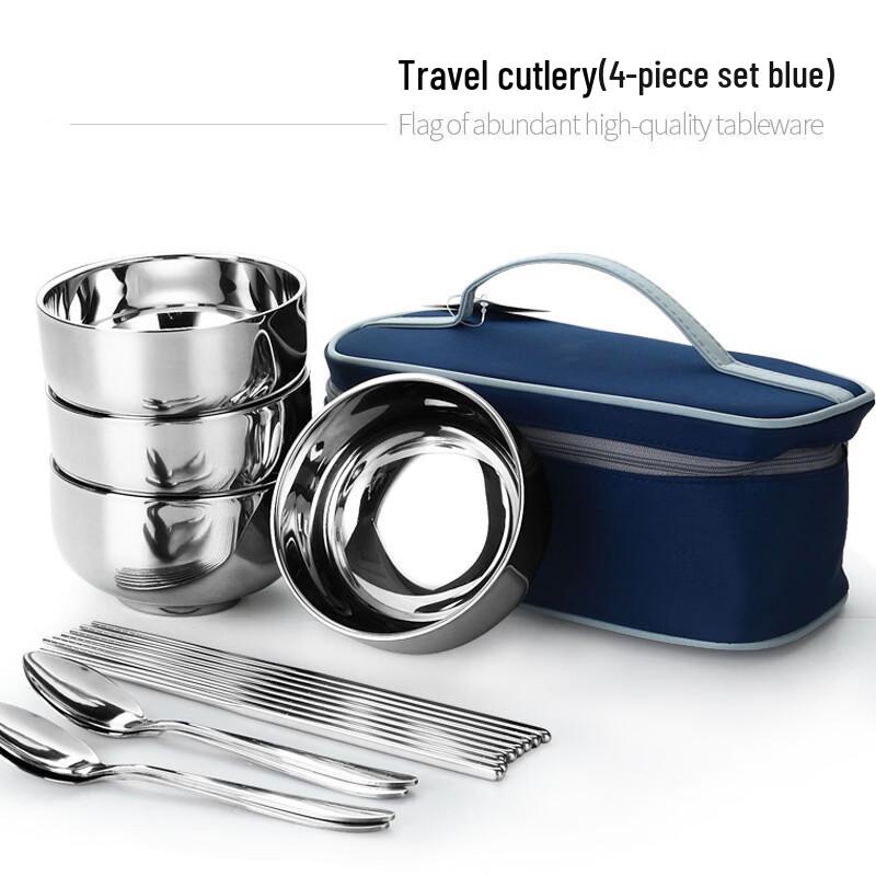 Portable Stainless Steel Bowl & Utensil Set