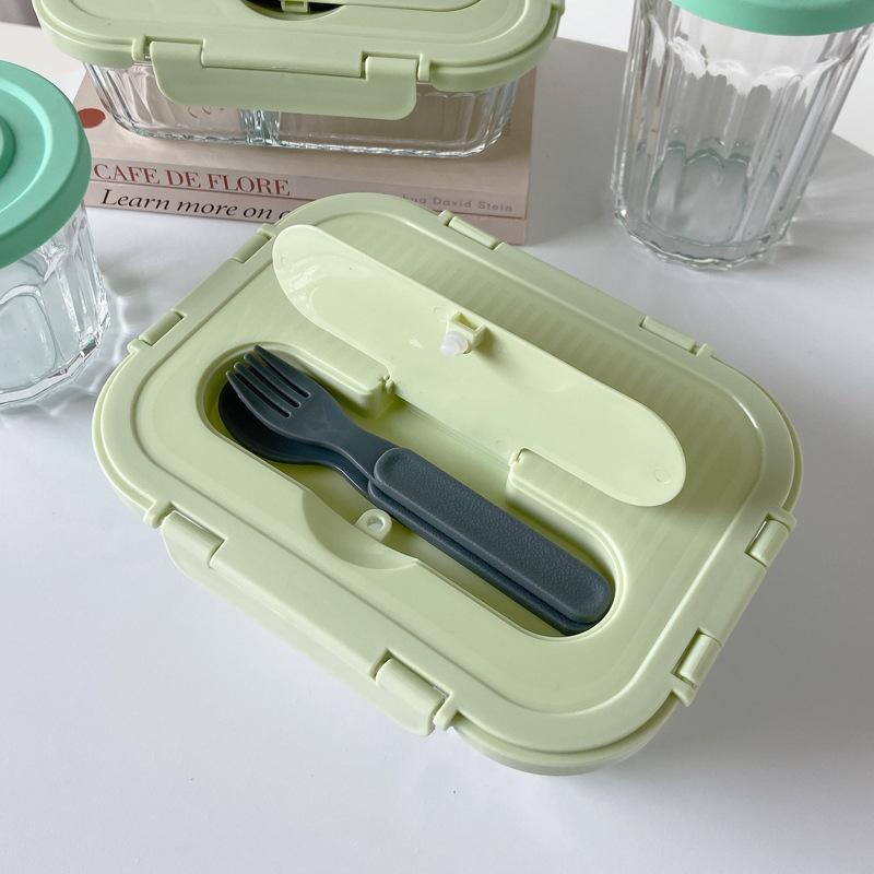 Korea Style Heat-Resistant Glass Lunch Box For Man Women Vertical Stripe Bento Box Clear Food Container Microwave Oven Safe