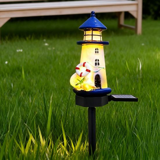 Solární maják trávníkové světlo venkovní vodotěsné LED zahradní dekorace s automatickým senzorem sváteční tématická zahradní zápich pro Halloween Vánoce