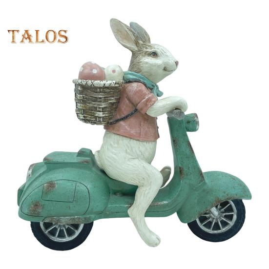 

Скульптура кролика на мотоцикле, резиновая фигурка пасхального кролика, мультяшный мотоциклист, фигурка кролика для домашнего офиса, книжной полки A