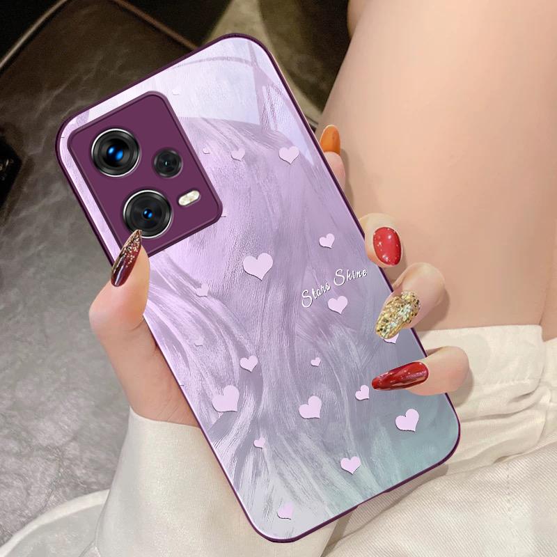 Gradient Love White For Xiaomi 14 Ultra 13 Lite Redmi Note 13 11 Pro 12 Plus Poco X6 3 Pro F4 6 GT Tempered Glass Phone Case