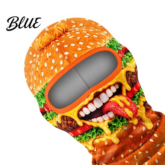 Cold Weather Face Mask Hamburger Print Skii for Winter French Fries Chicken Fastfood Cycling Guard Pattern Neck Gaiter Balaclava Velvet Full