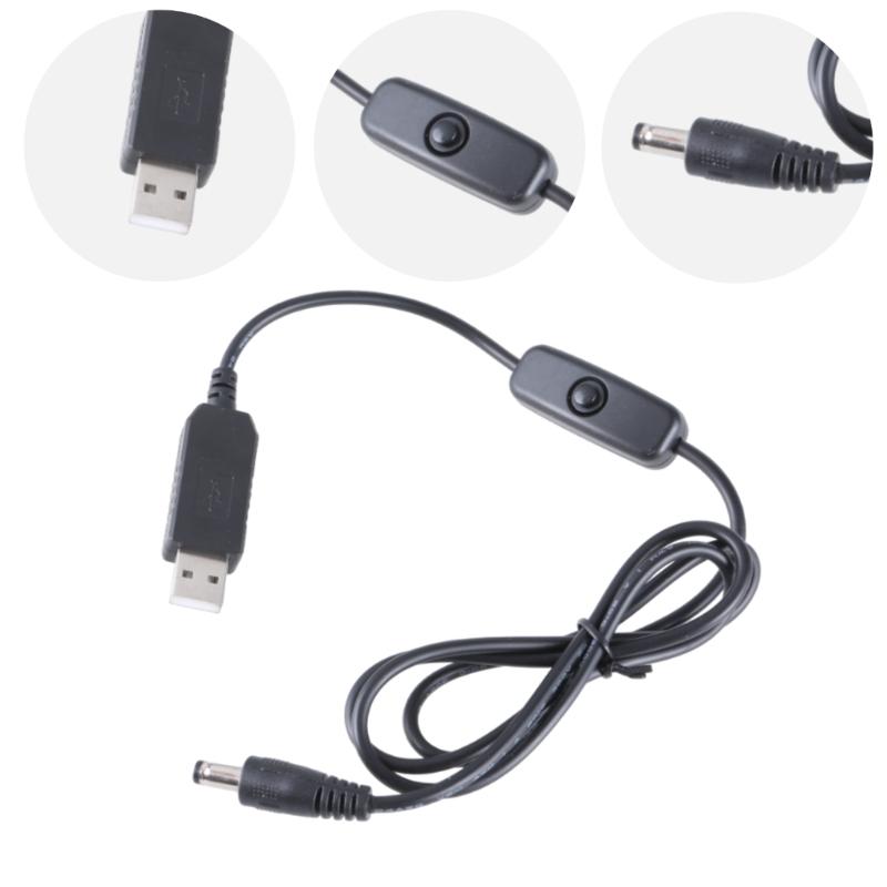 USB 5V To DC12V with DC5.5x2.1mm Power Cable With Convenient Switching 100cm Long for Camera and Hard Disk Box