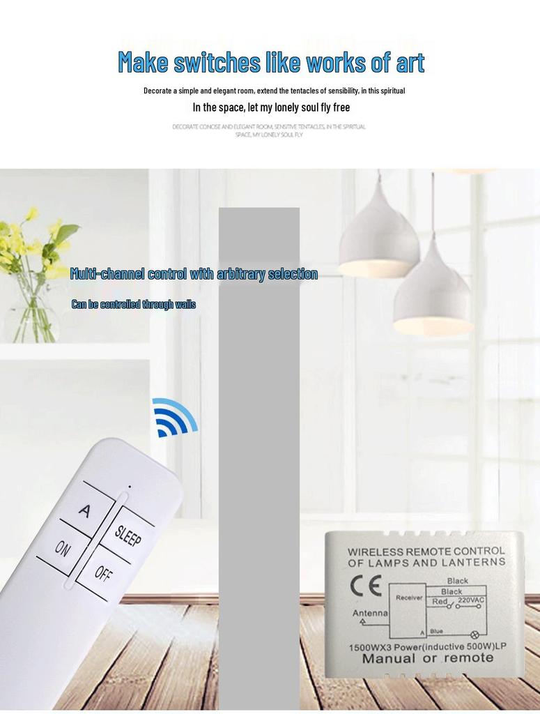 220V Wireless Remote Control Light Switch for LED/Ceiling/Incandescent Lamps