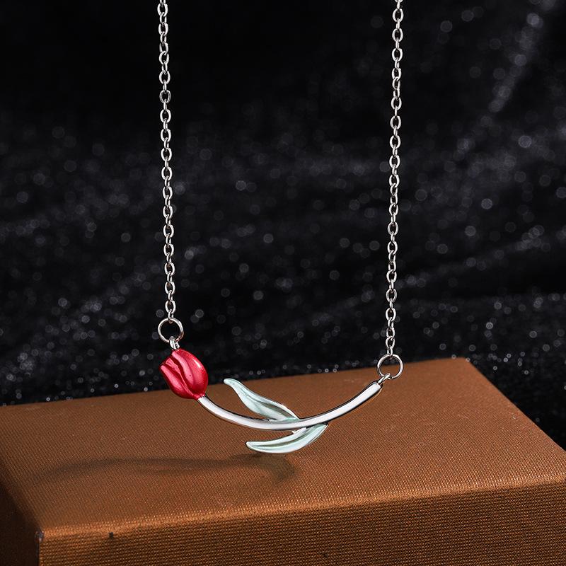 Fashionable Temperament Rose 925 Sterling Silver Simple Personality Flower Clavicle Chain Necklaces
