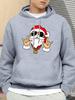 Autumn/Winter Christmas-themed fleece hoodie for teenagers, loose fit, street style casual top