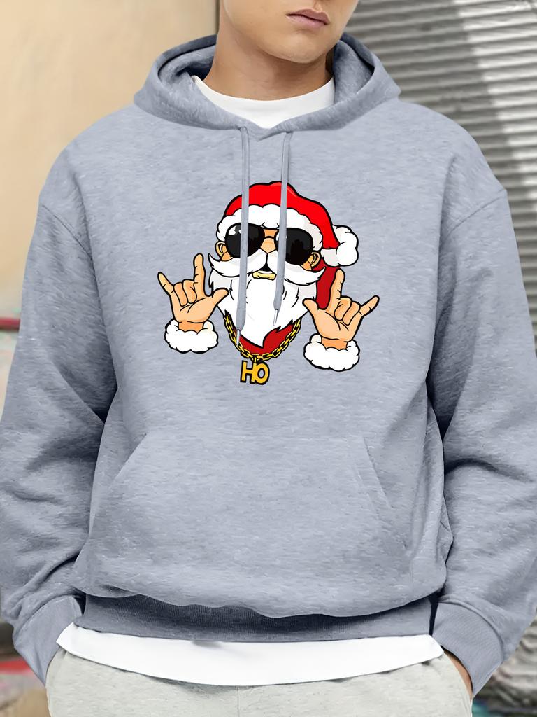 Autumn/Winter Christmas-themed fleece hoodie for teenagers, loose fit, street style casual top