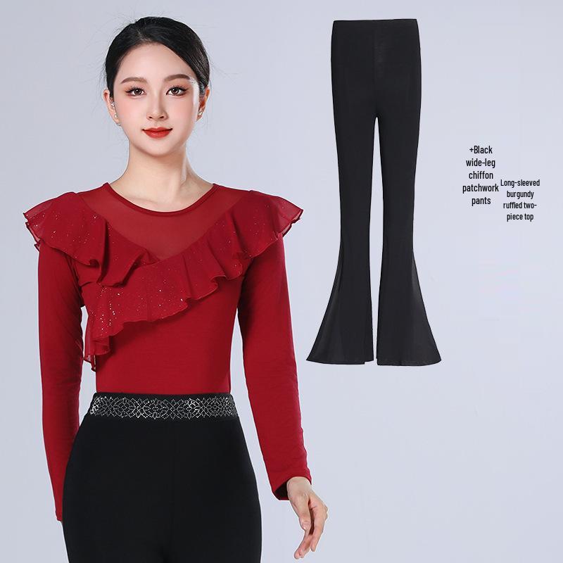 2026 Women's Sequin Ruffle Leotard - High-End Spring/Summer Figure Training & Etiquette Outfit