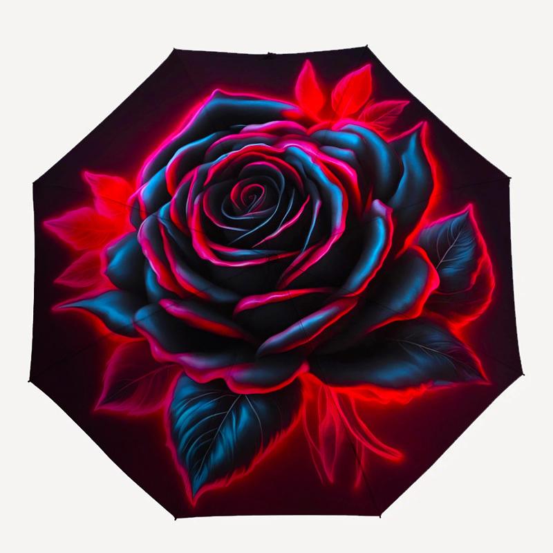 

1 шт. Зонт с узором из роз, Автоматическое открытие и закрытие, Зонт высокого качества, Идеальный подарок для нее 194