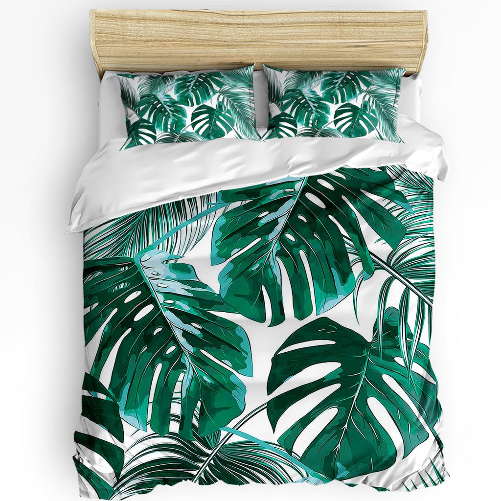 Tropical Plant Banana Leaf Green Duvet Cover with Pillow Case Custom 3pcs Bedding Set Quilt Cover Double Bed Home Textile